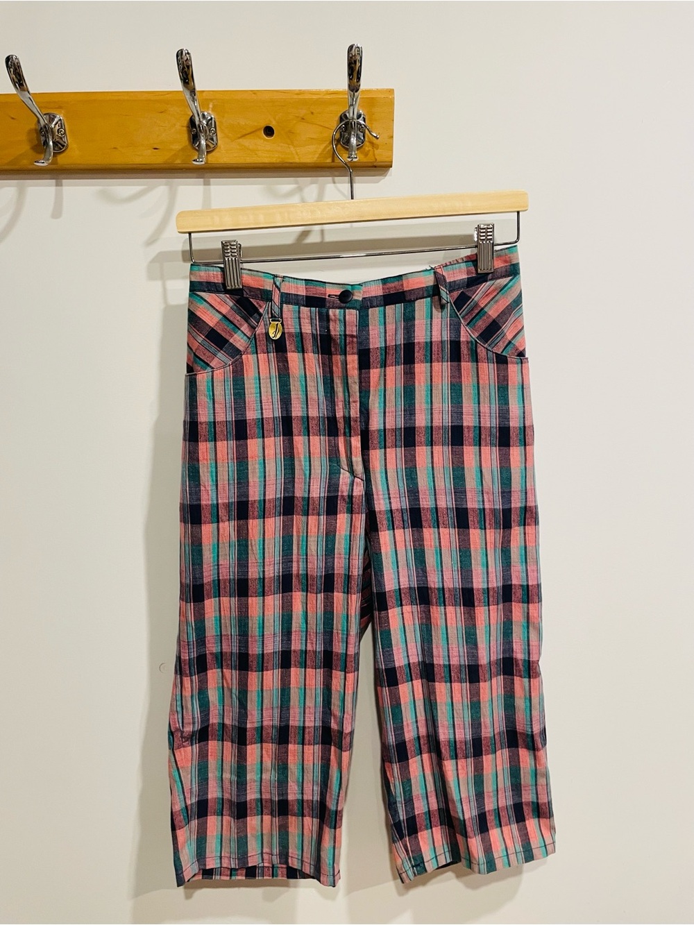Women’s Plaid Bermuda Shorts in Pink & Teal